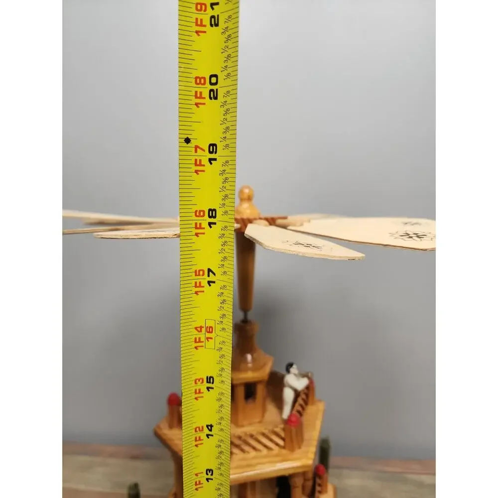 VTG Lillian Vernon 3-Tier Wooden Christmas Windmill Carousel Nativity Pyramid